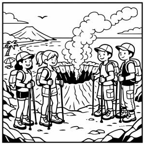 Disegno di Escursione al Vulcano  da colorare