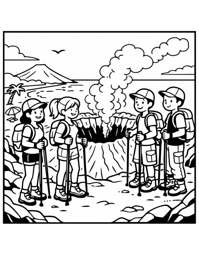 disegno di Escursione al Vulcano  da colorare