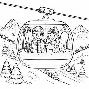 Disegno di Funivia per Sciatori da colorare