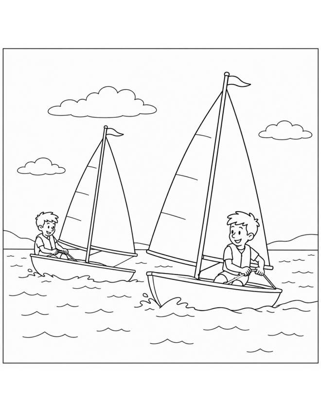 disegno di Gara di Barche a Vela  da colorare