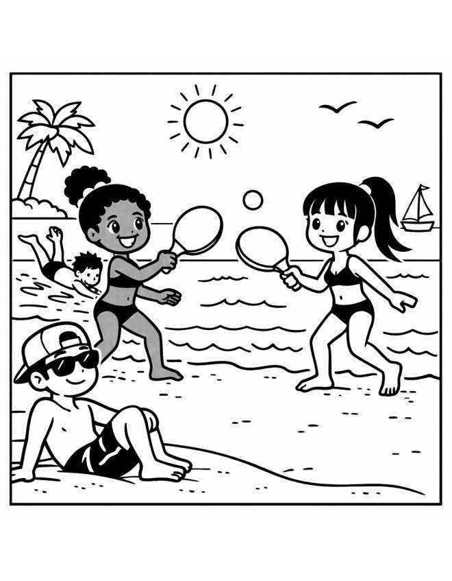 disegno di Giochi al Mare da colorare