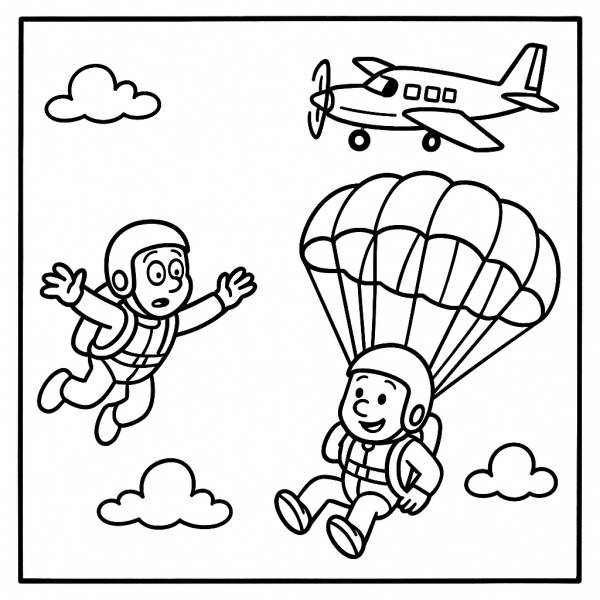 Disegno di Lancio con Paracadute da colorare