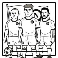 Disegno di Lobotka, Di Lorenzo e Politano Calciatori del Napoli da colorare