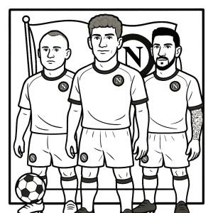 disegno di Lobotka, Di Lorenzo e Politano Calciatori del Napoli da colorare