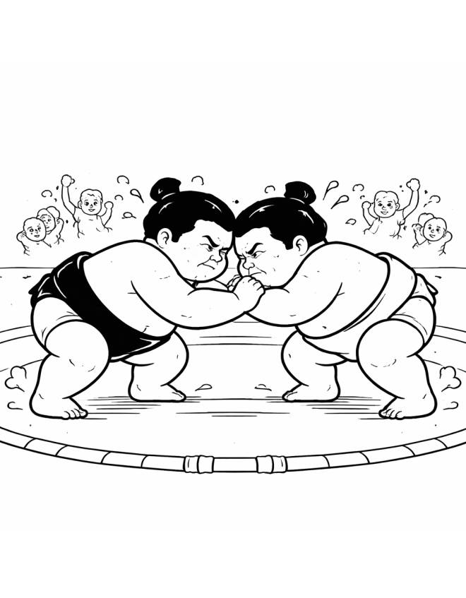 disegno di Lottatori di Sumo  da colorare