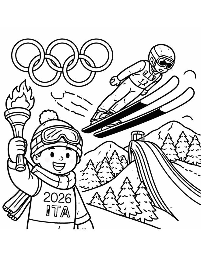 disegno di Olimpiadi invernali Cortina Milano 2026 da colorare