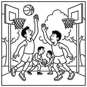 Disegno di Partita di Basket da colorare