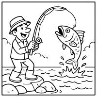 Disegno di A Pesca con la Canna da colorare