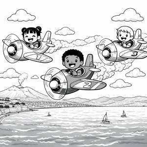 Disegno di Piccoli Piloti di Aerei da colorare