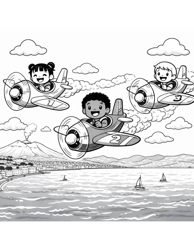 disegno di Piccoli Piloti di Aerei  da colorare