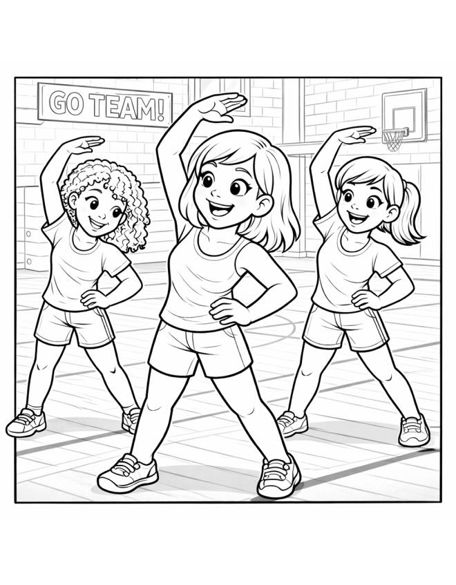 disegno di Ragazze che Fanno Ginnastica da colorare