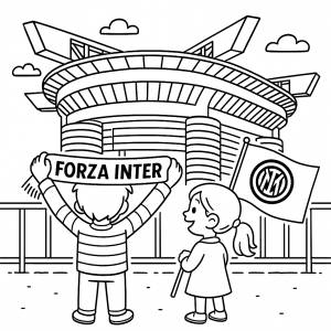 Disegno di Tiifosi allo Stadio Meazza San Siro Inter da colorare