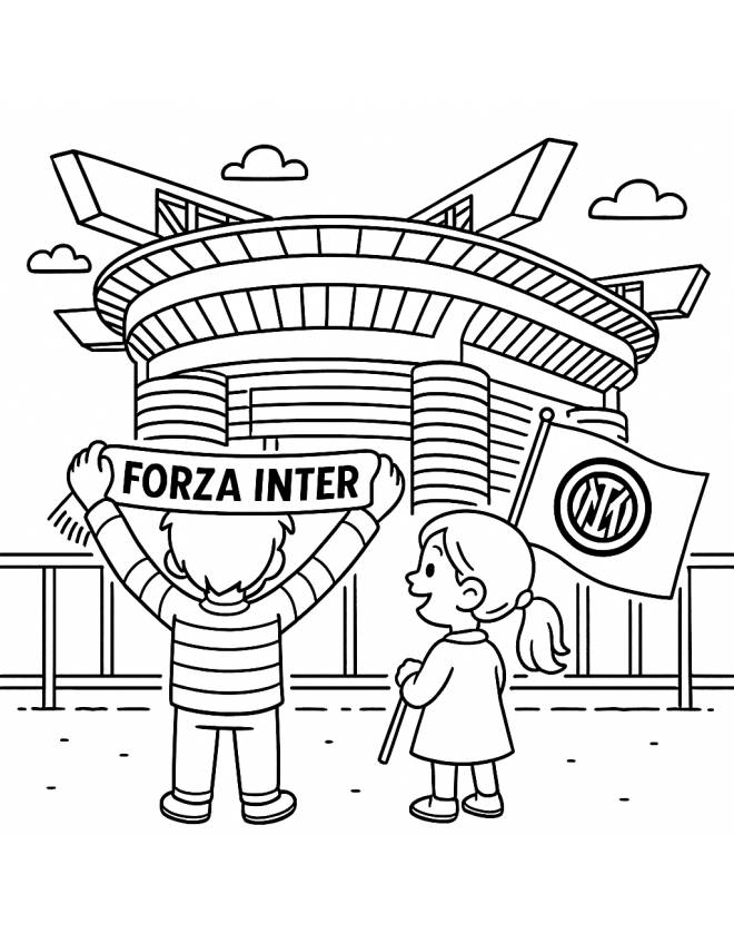 disegno di Tiifosi allo Stadio Meazza San Siro Inter da colorare