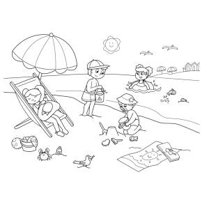 Disegno di Spiaggia Sole e Mare da colorare