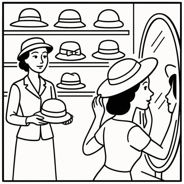 Disegno di Negozio di Cappelli da colorare