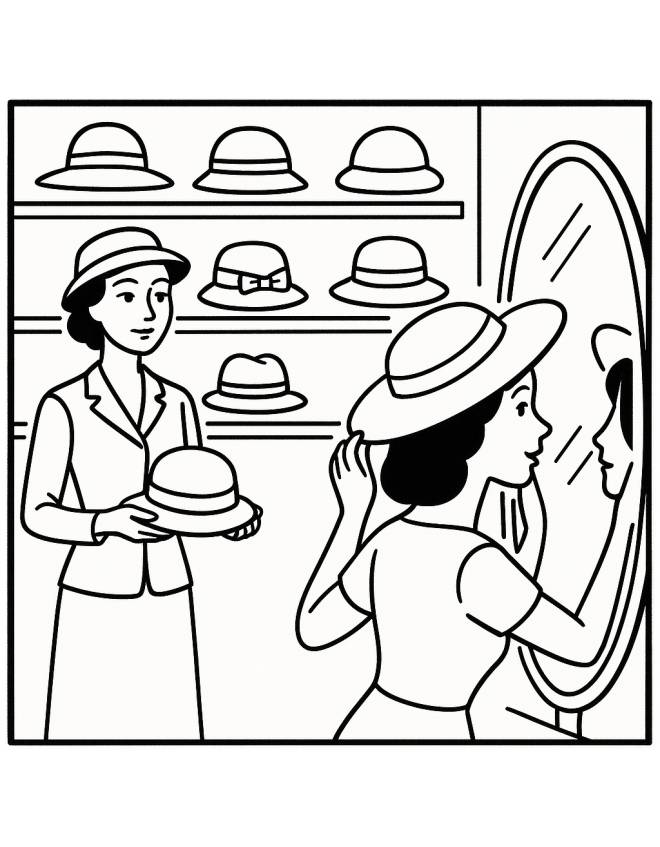 disegno di Negozio di Cappelli  da colorare