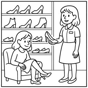 Disegno di Negozio di Scarpe da Donna da colorare