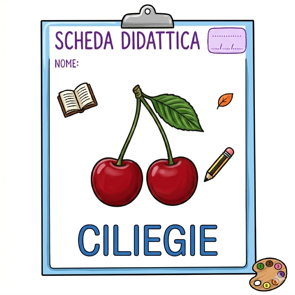 disegno di Ciliegie Scheda Didattica  a colori