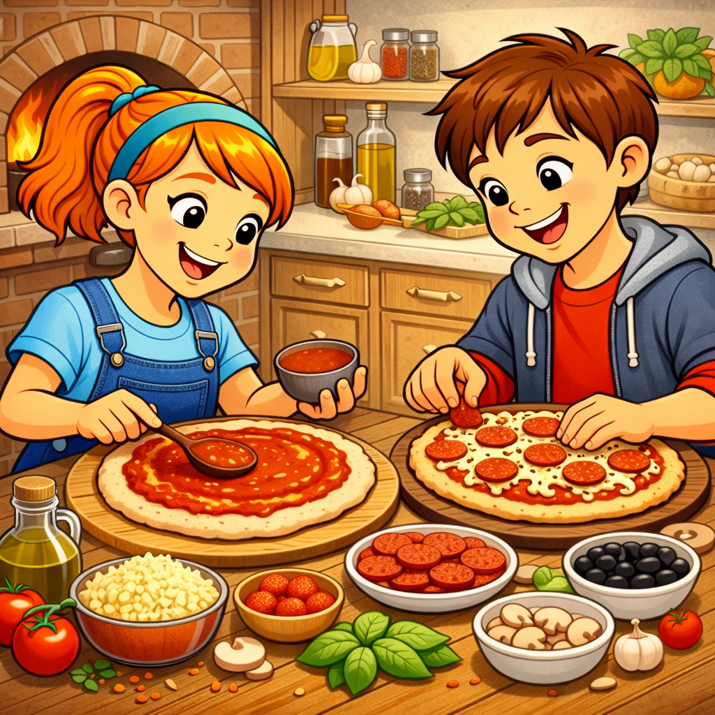 disegno di Coppia che Prepara Pizze a colori