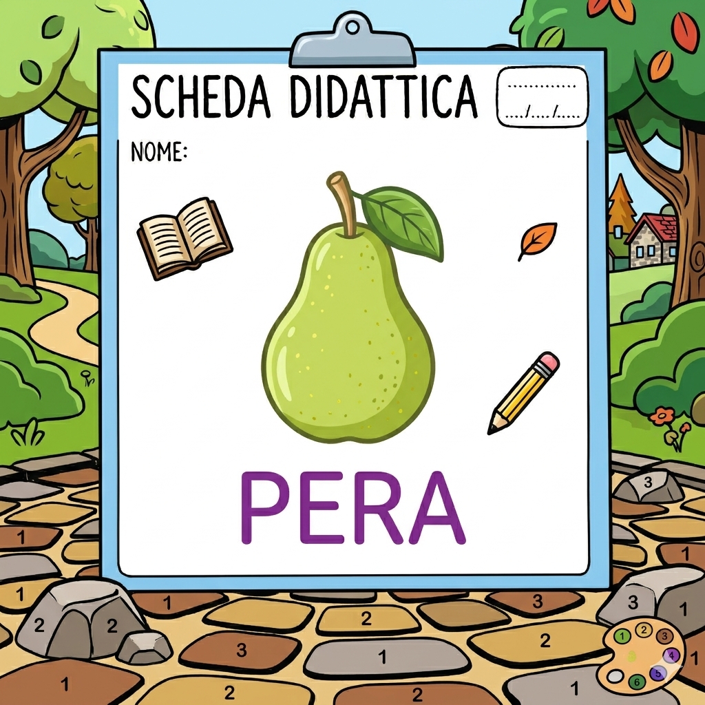 disegno di La Pera Scheda Didattica  a colori