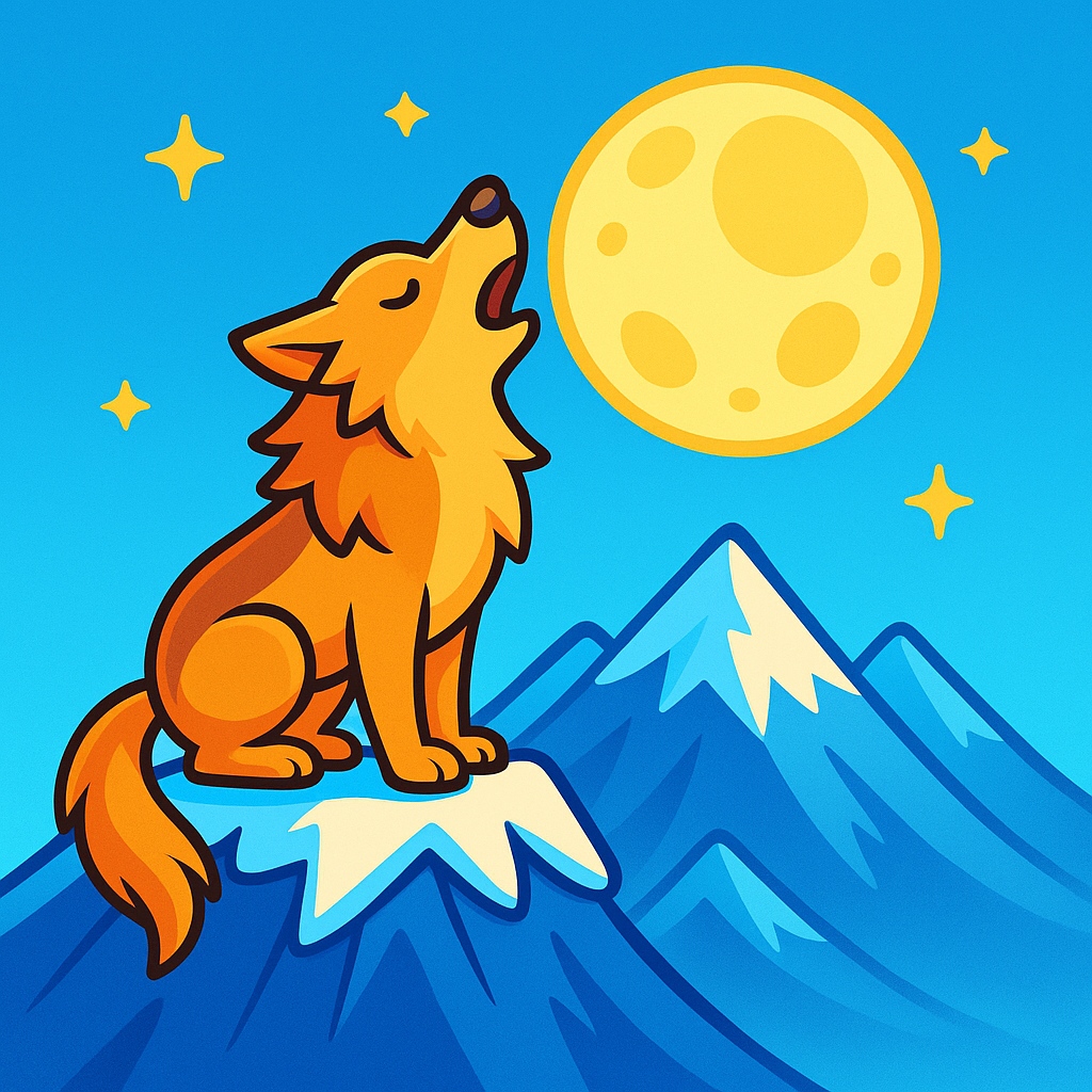disegno di Il Lupo e la Luna piena a colori