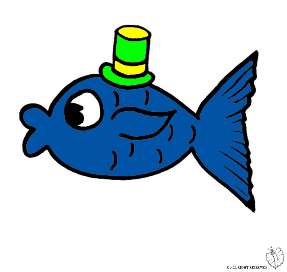 disegno di Pesce con Cappello a colori