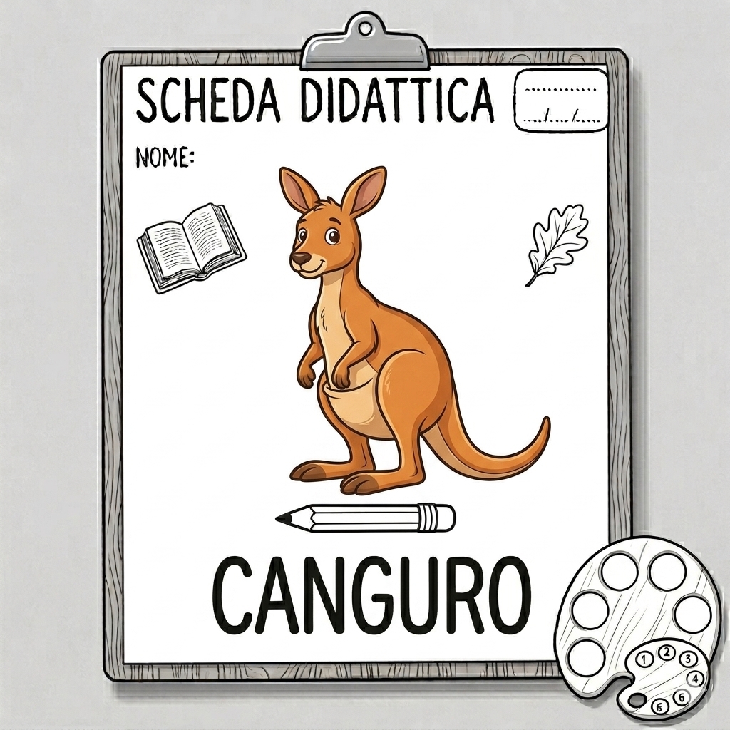 disegno di Scheda Didattica Canguro  a colori