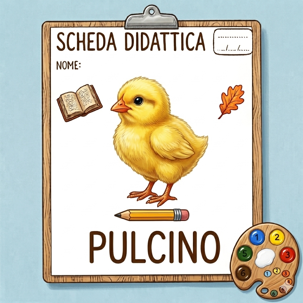 disegno di Scheda Didattica Pulcino a colori