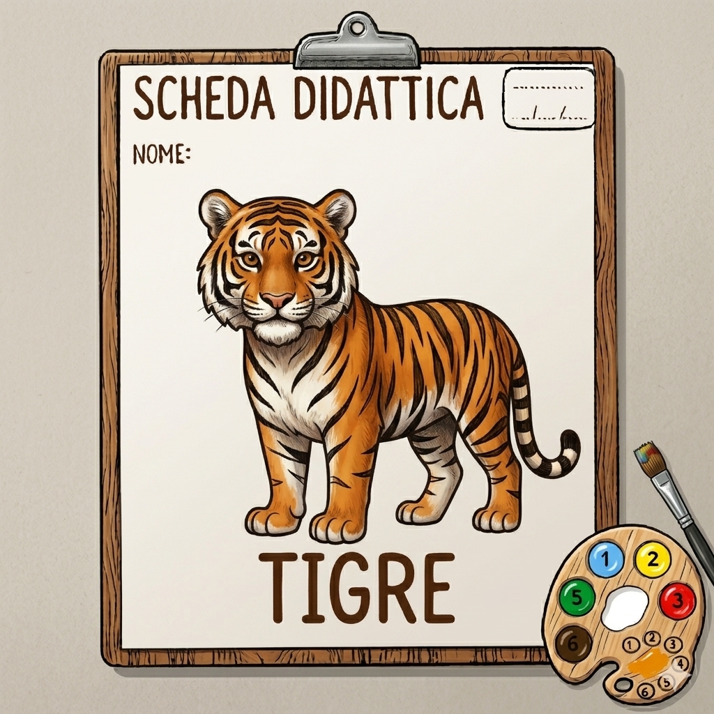 disegno di Scheda Didattica Tigre a colori