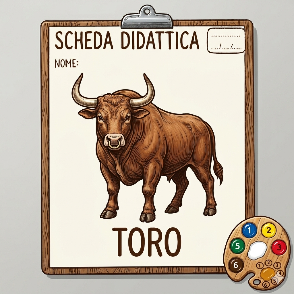 disegno di Scheda Didattica Toro a colori