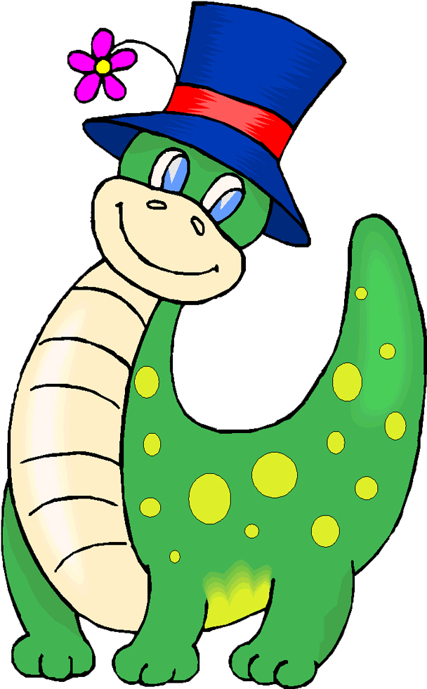 disegno di Dinosauro con Cappello a colori