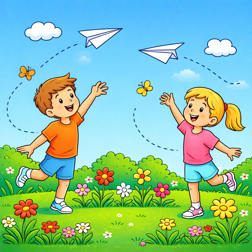 disegno di Aerei di carta che volano a colori