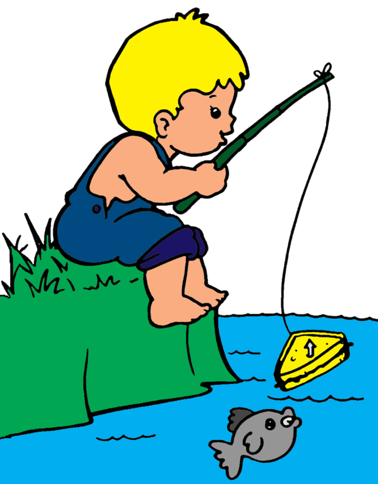 disegno di Bambino a Pesca a colori