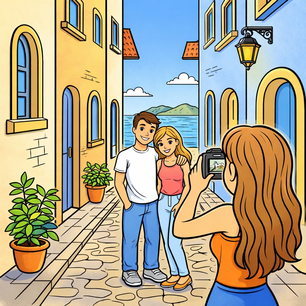 disegno di Coppia di Innamorati Fotografati a colori