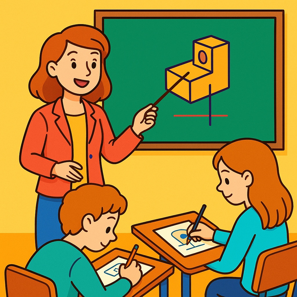 disegno di Insegnante di Disegno Tecnico a colori