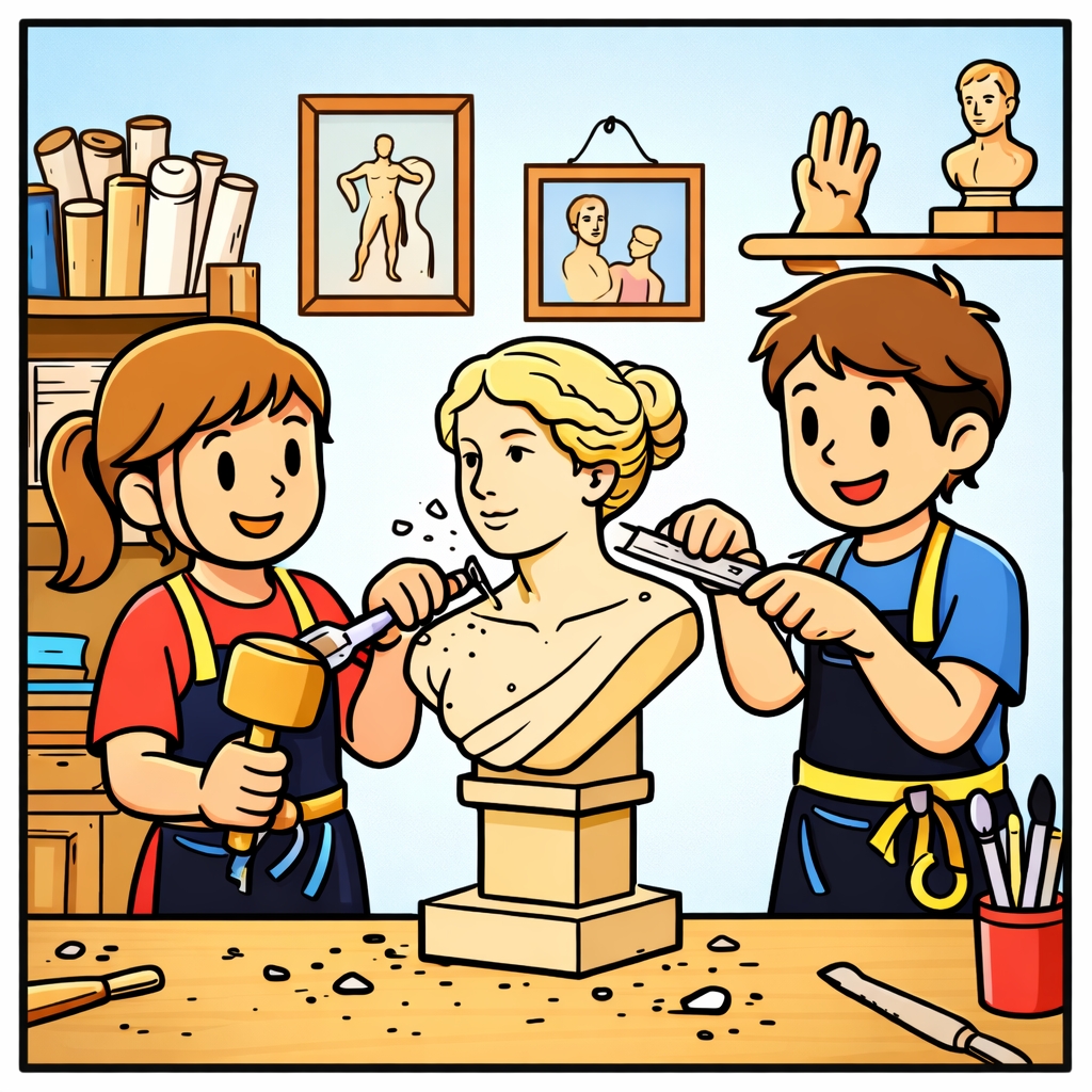 disegno di Ragazzi Scultori  a colori