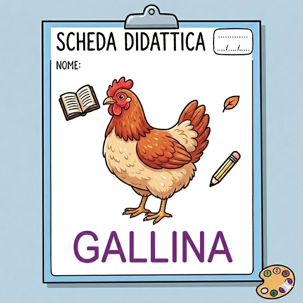 disegno di Scheda Didattica Gallina  a colori