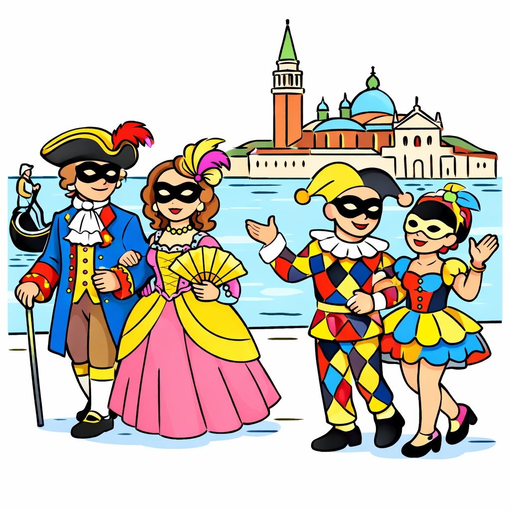 disegno di Carnevale a Venezia  a colori