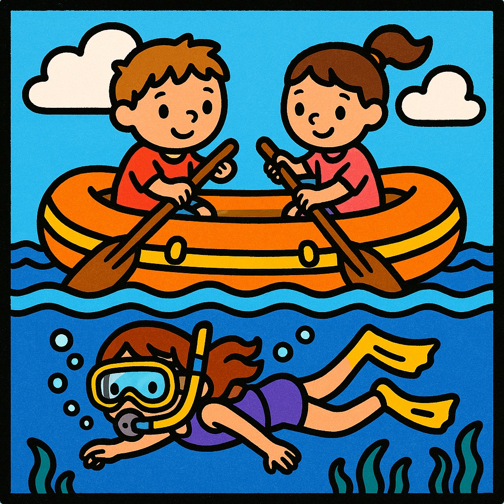 disegno di Bambini sul Canotto a colori