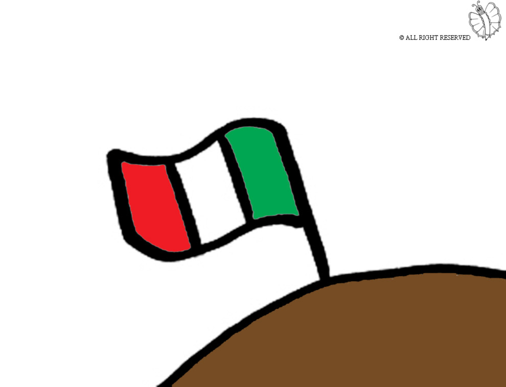 disegno di Bandiera sulla Montagna a colori