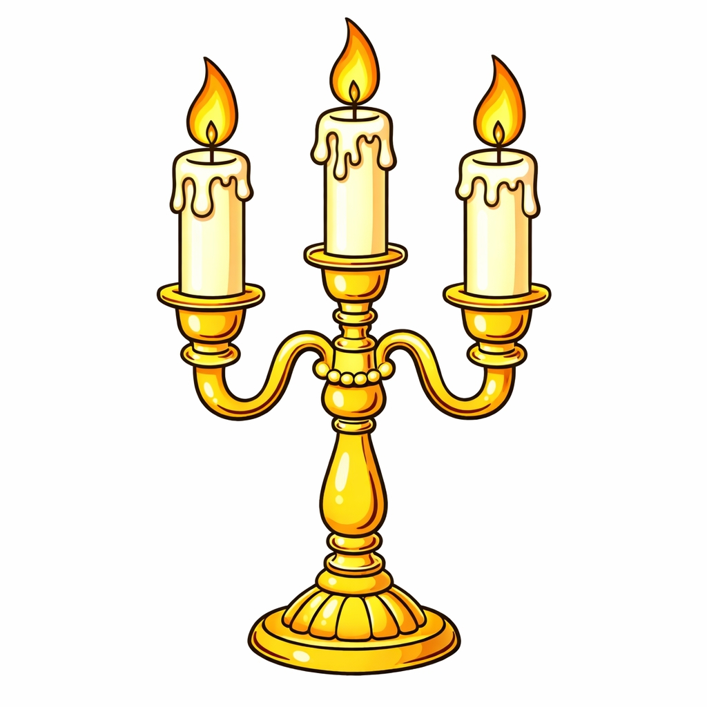 disegno di Candelabro con tre Candele a colori