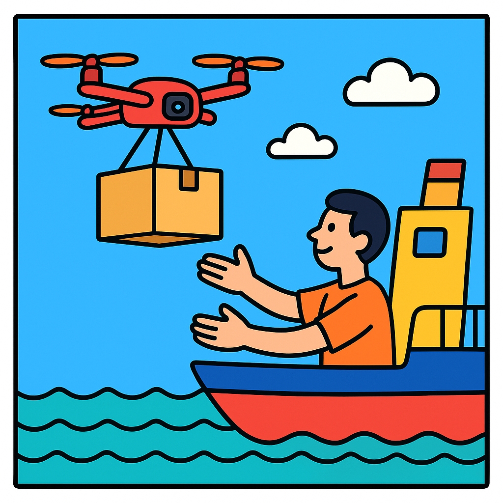 disegno di Consegna Pacco con Drone a colori