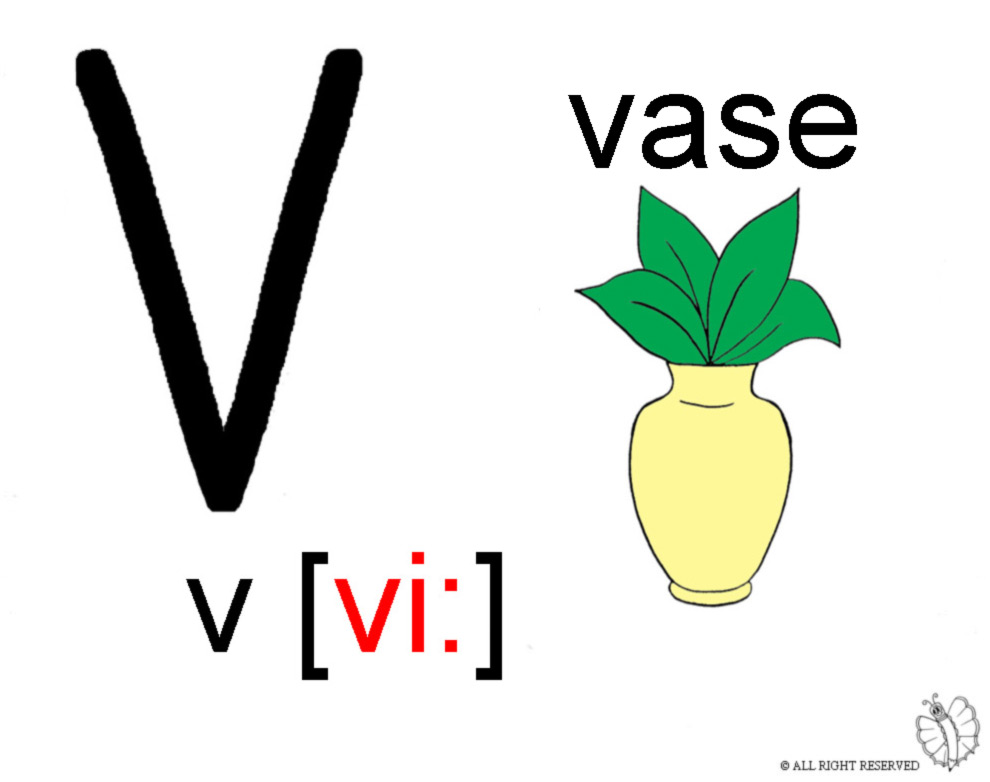 disegno di Lettera V Alfabeto Inglese a colori