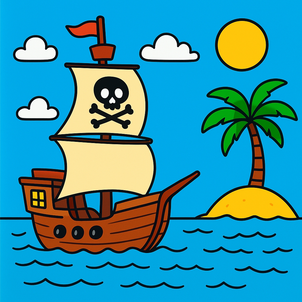 disegno di Nave di Pirati  a colori