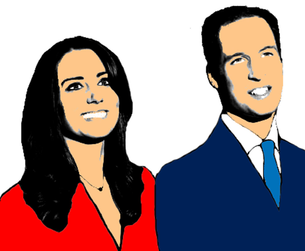 disegno di Principe William e Kate a colori