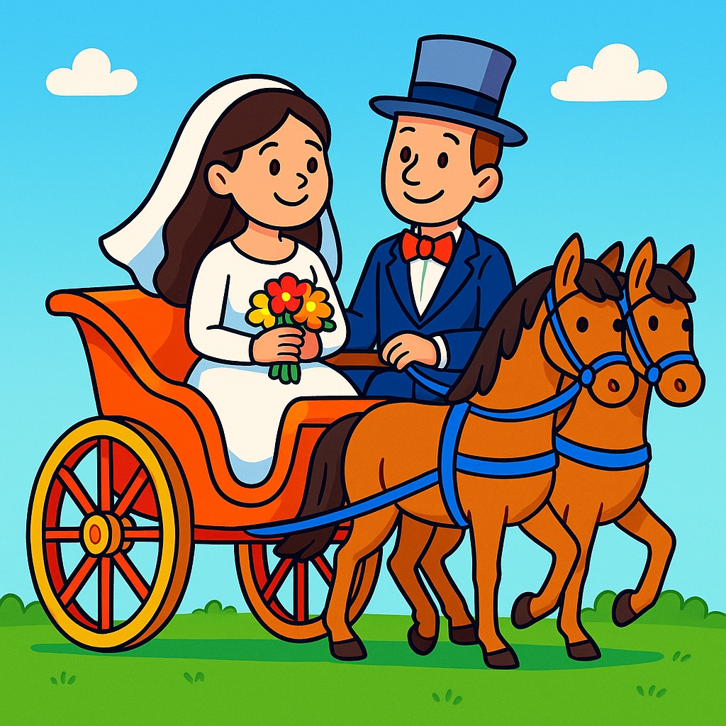 disegno di Gli Sposi in Carrozza a colori
