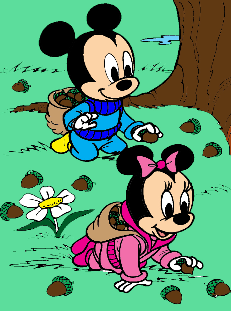 disegno di Baby Minnie e Topolino a colori