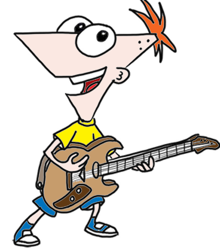 disegno di Phineas con la Chitarra a colori