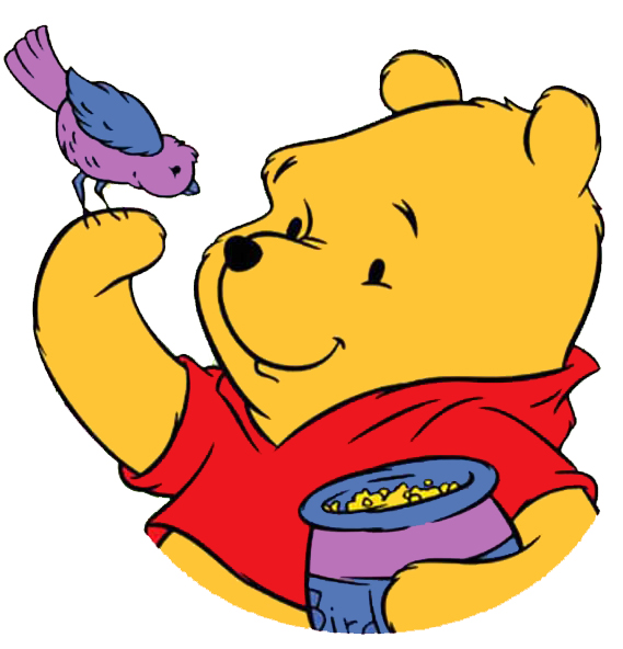 disegno di Winnie Pooh e l'Uccellino a colori