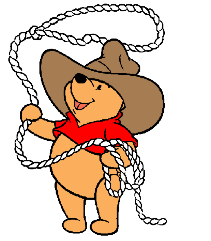 disegno di Winnie Pooh Cowboy a colori